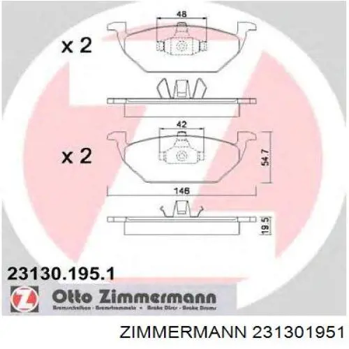 231301951 Zimmermann колодки гальмівні передні, дискові