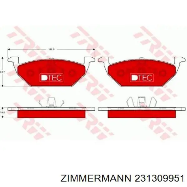 Купити 231309951 Zimmermann Колодки гальмівні передні, дискові