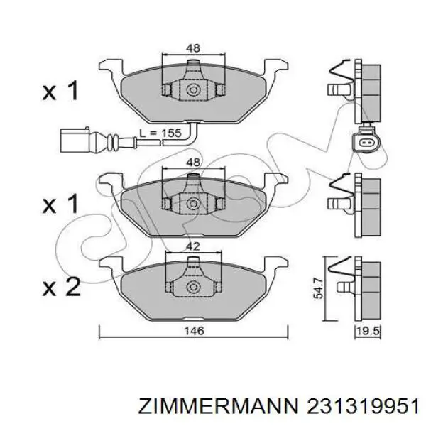 Купити 231319951 Zimmermann Колодки гальмівні передні, дискові