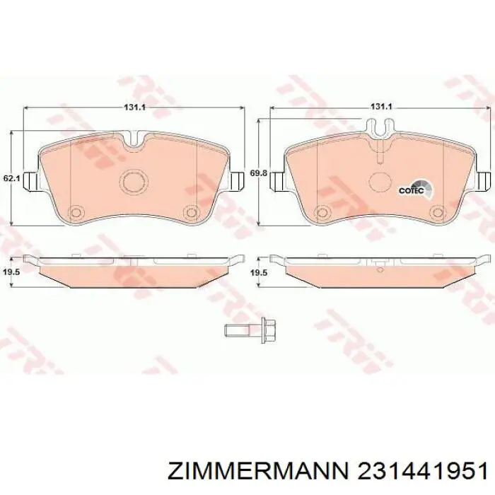 231441951 Zimmermann Передні гальмівні колодки