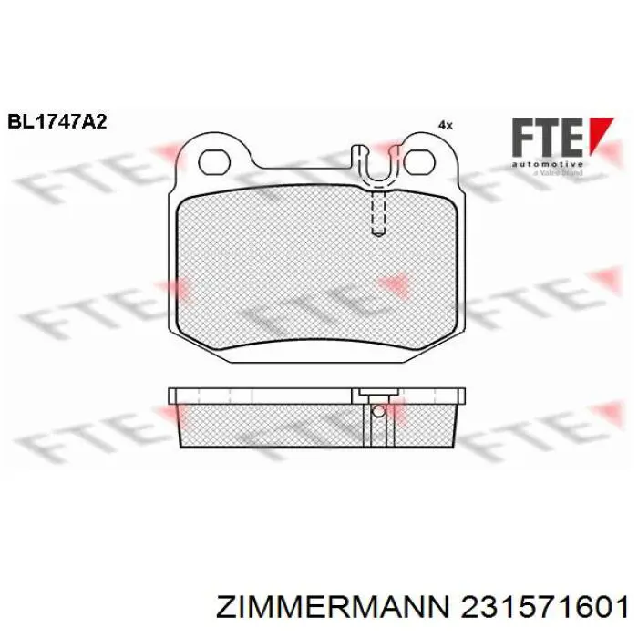 Задні дискові колодки Zimmermann 231571601