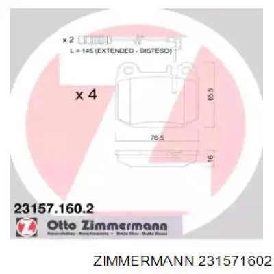 Задні гальмівні колодки Zimmermann 231571602 ціна, від 20.26 USD