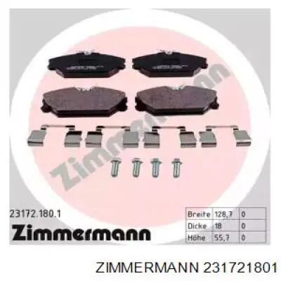 Гальмівні колодки Zimmermann 231721801 ціна, від 19.59 USD