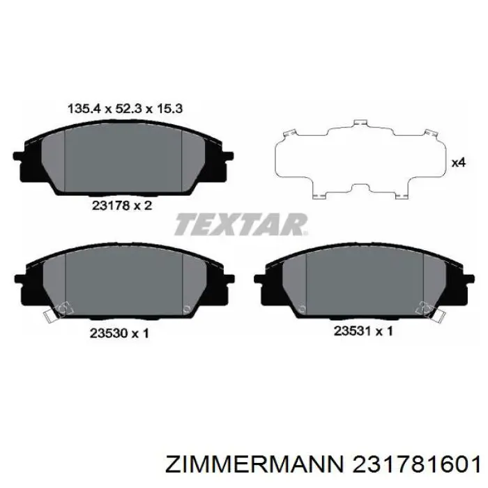 231781601 Zimmermann колодки гальмівні передні, дискові