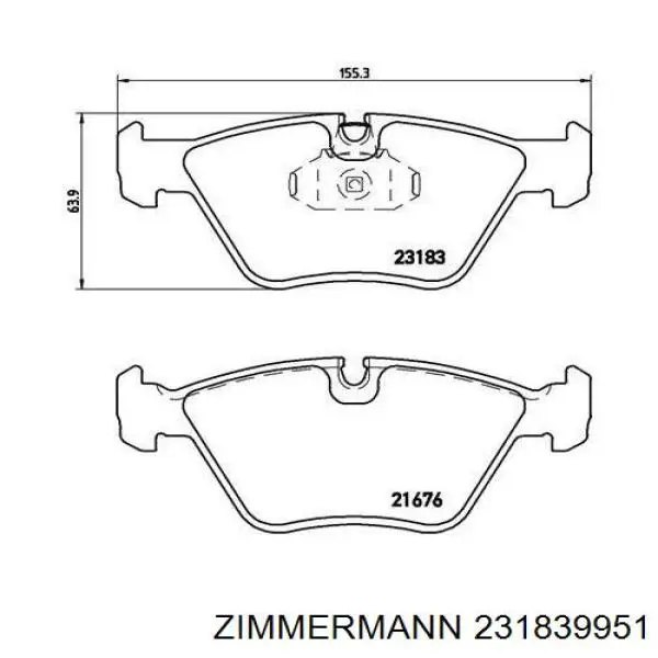 Купити 231839951 Zimmermann Колодки гальмівні передні, дискові