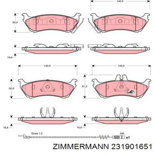 Задні гальмівні колодки 231901651 Zimmermann