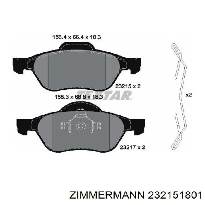Передні тормозні колодки 232151801 Zimmermann