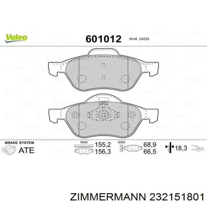Гальмівні колодки Zimmermann 232151801 ціна, від 20.21 USD