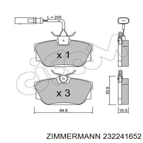 Задні гальмівні колодки Zimmermann 232241652 ціна, від 19.60 USD