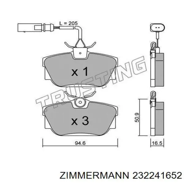 Купити 232241652 Zimmermann Задні колодки