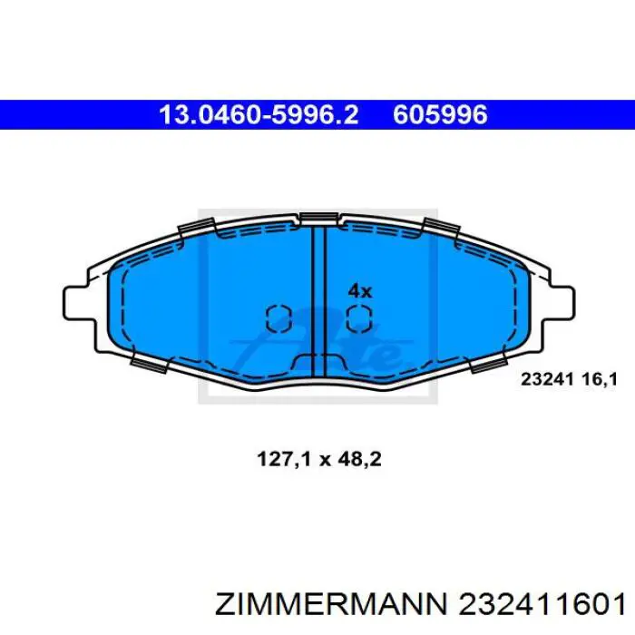 Передні тормозні колодки 232411601 Zimmermann