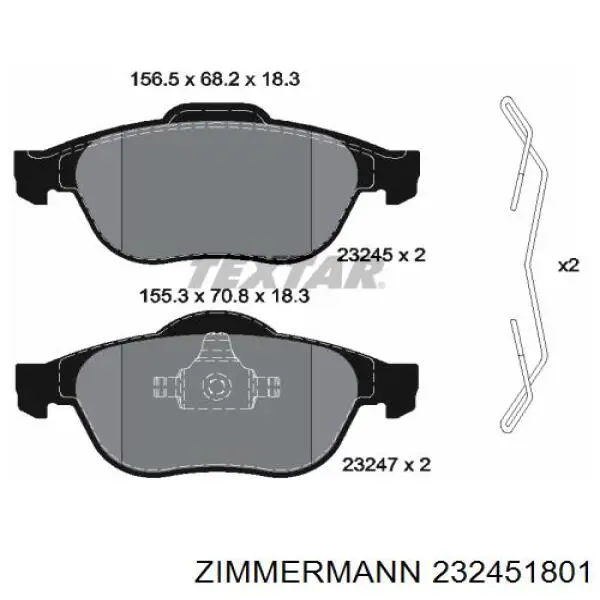 Передні тормозні колодки 232451801 Zimmermann