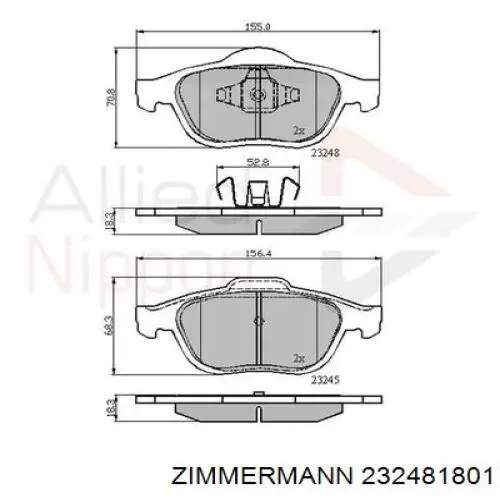 Гальмівні колодки Zimmermann 232481801 ціна, від 16.38 USD