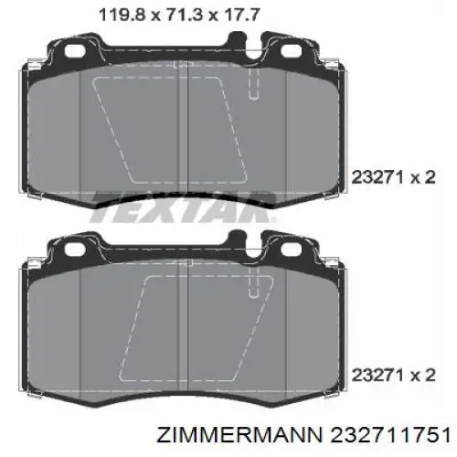 Купити 232711751 Zimmermann Колодки гальмівні передні, дискові
