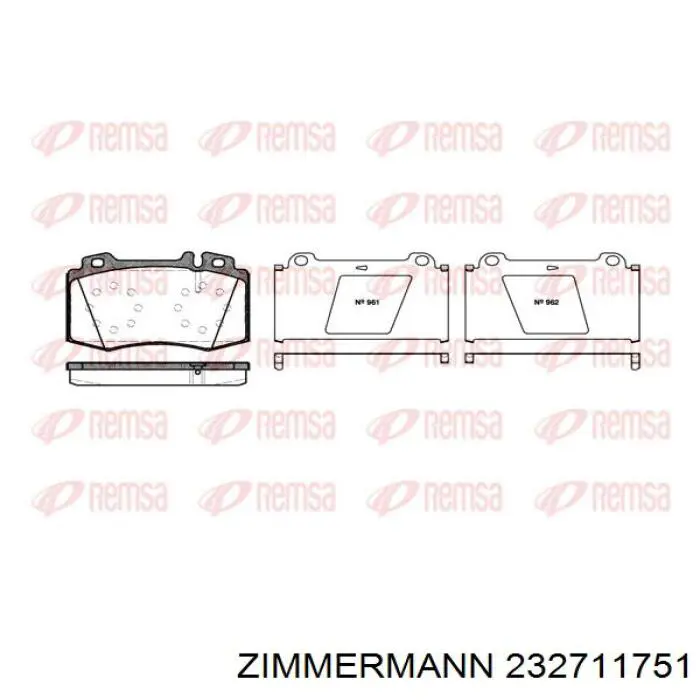 Передні тормозні колодки 232711751 Zimmermann