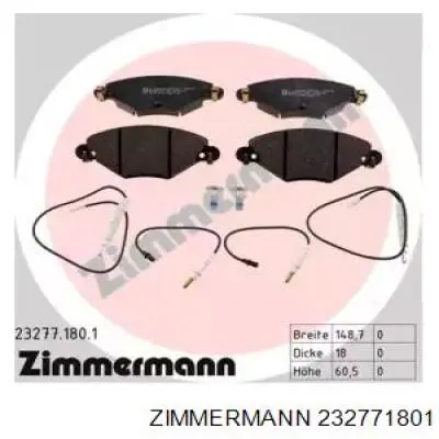Гальмівні колодки Zimmermann 232771801 ціна, від 26.07 USD