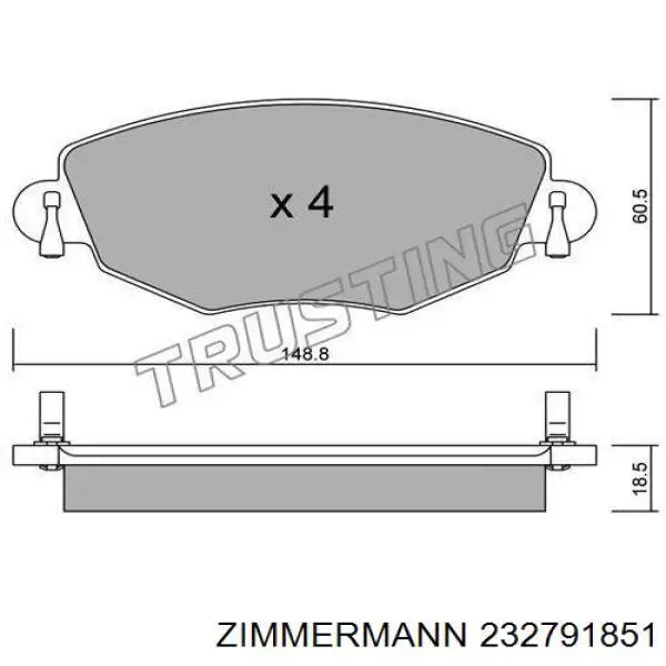 Передні тормозні колодки 232791851 Zimmermann
