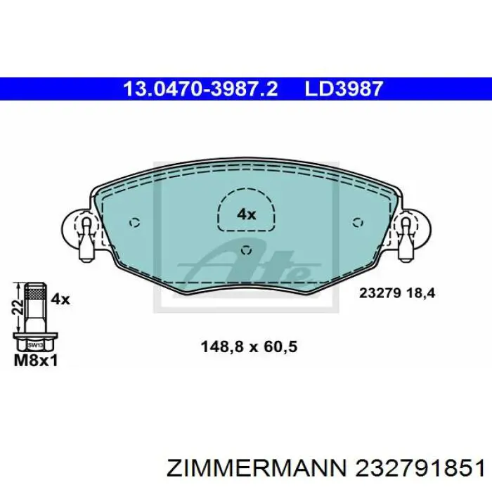 232791851 Zimmermann Передні гальмівні колодки