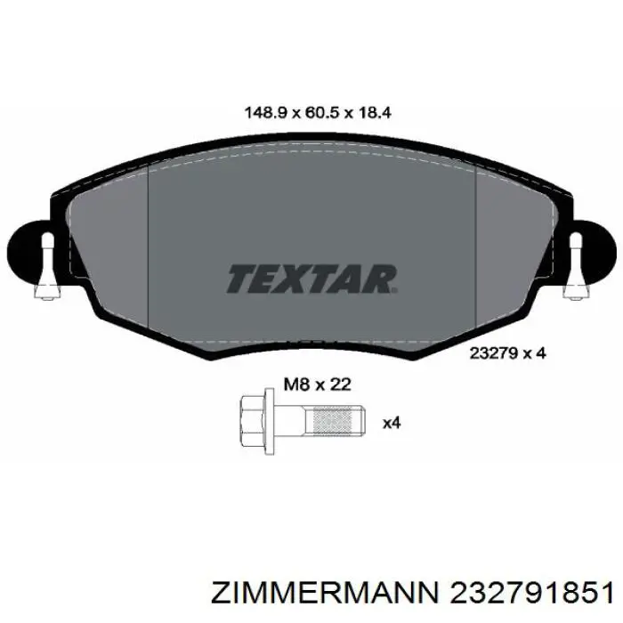 Купити 232791851 Zimmermann Колодки гальмівні передні, дискові