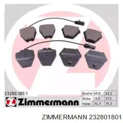 Тормозні колодки Zimmermann 232801801