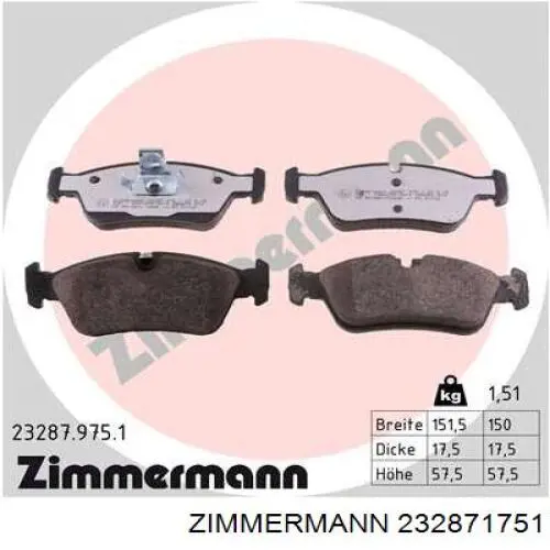 Гальмівні колодки Zimmermann 232871751 ціна, від 32.20 USD