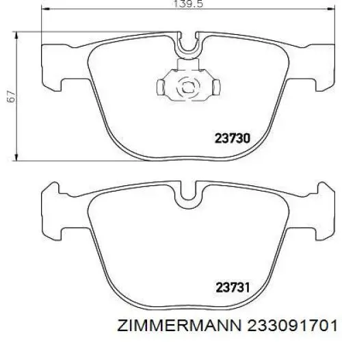 Задні гальмівні колодки Zimmermann 233091701 ціна, від 46.48 USD