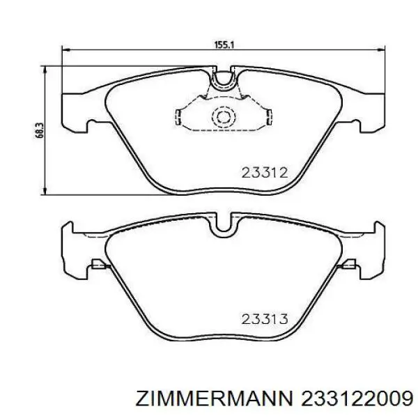 Передні тормозні колодки 233122009 Zimmermann