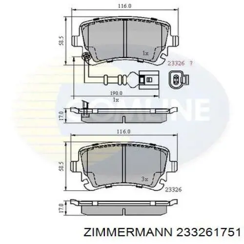 Задні гальмівні колодки 233261751 Zimmermann