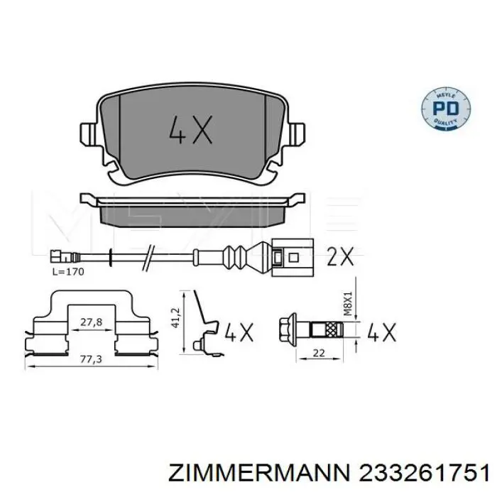 Колодки гальмові задні, дискові 233261751 Zimmermann