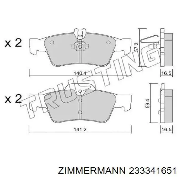 Задні гальмівні колодки Zimmermann 233341651 ціна, від 33.26 USD