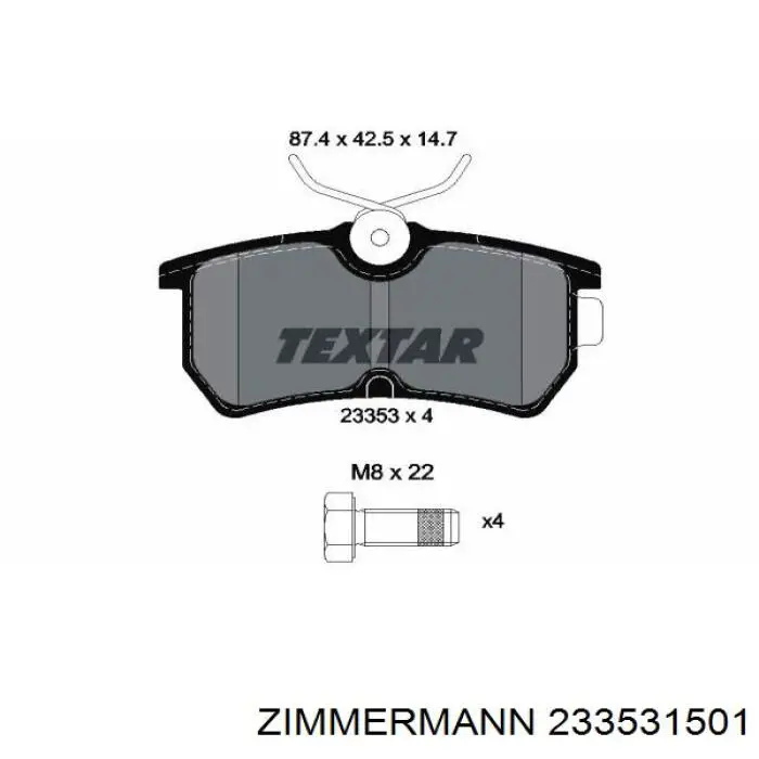 Задні дискові колодки Zimmermann 233531501