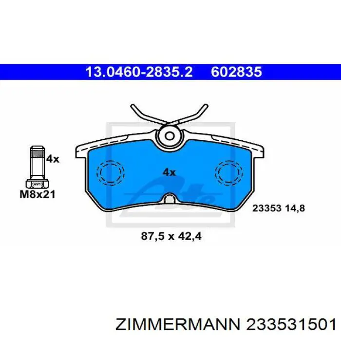 Задні гальмівні колодки Zimmermann 233531501 ціна, від 12.93 USD