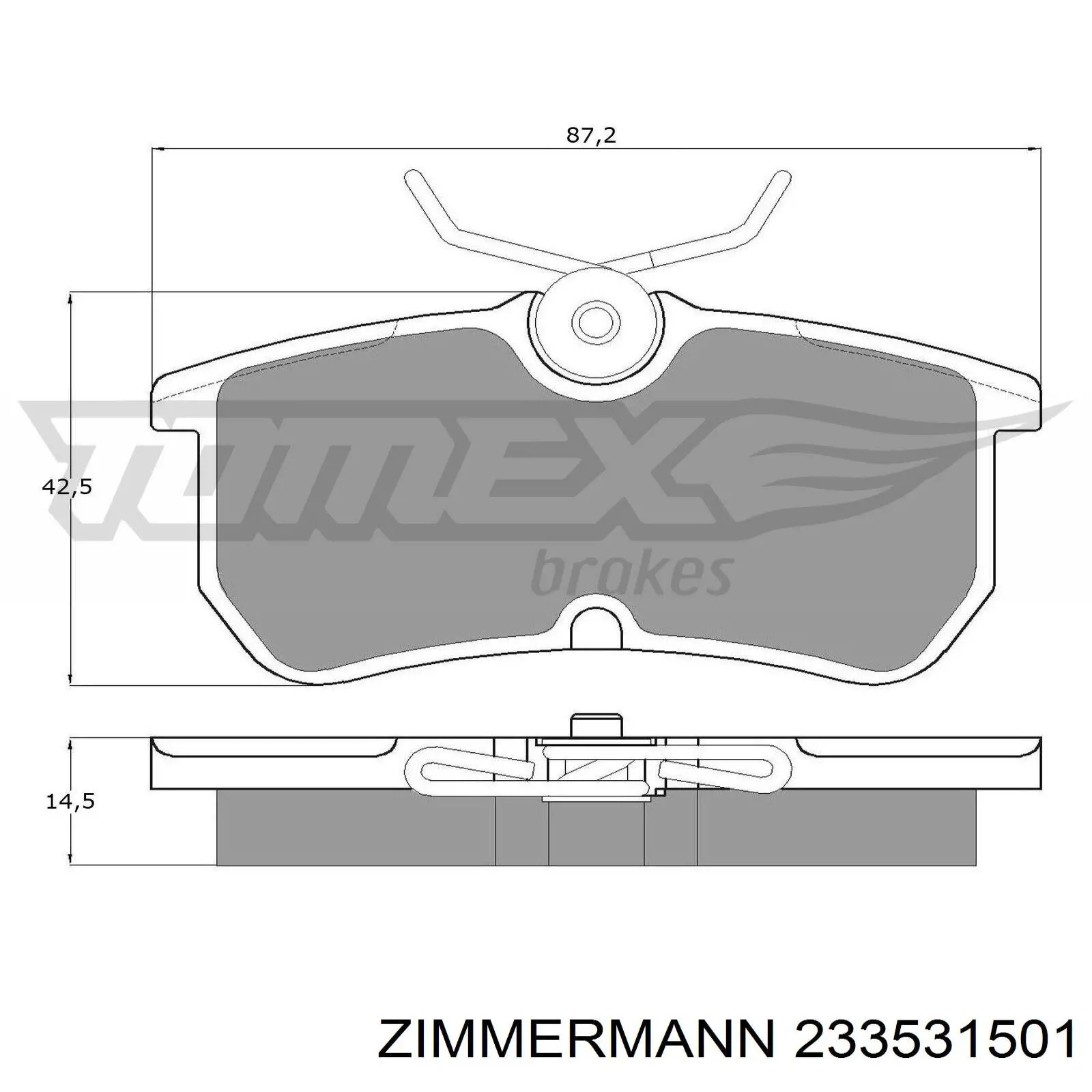 Задні гальмівні колодки 233531501 Zimmermann