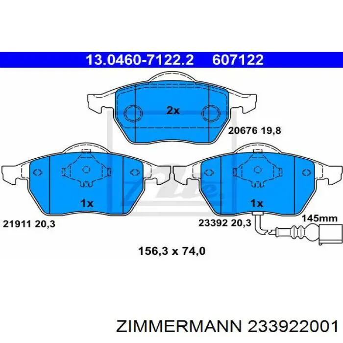 Гальмівні колодки Zimmermann 233922001 ціна, від 23.61 USD