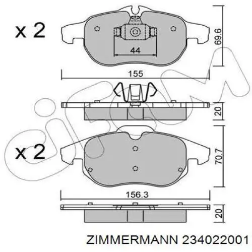 234022001 Zimmermann Передні гальмівні колодки