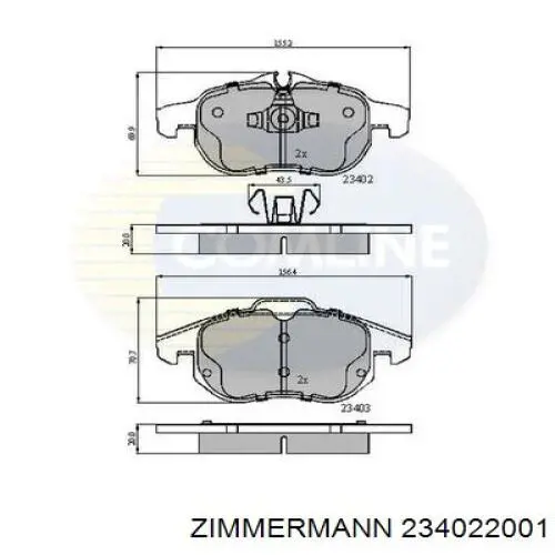 Гальмівні колодки Zimmermann 234022001 ціна, від 21.79 USD