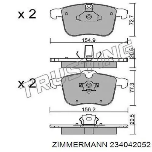 Гальмівні колодки Zimmermann 234042052 ціна, від 35.54 USD