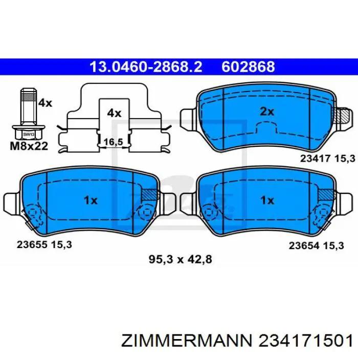 Задні гальмівні колодки 234171501 Zimmermann