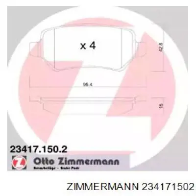 Купити 234171502 Zimmermann Задні колодки
