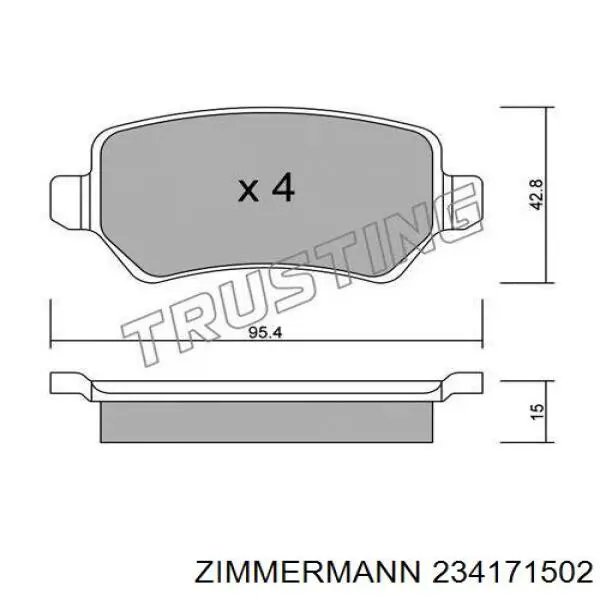 Задні гальмівні колодки Zimmermann 234171502 ціна, від 14.21 USD