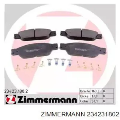 234231802 Zimmermann Передні гальмівні колодки