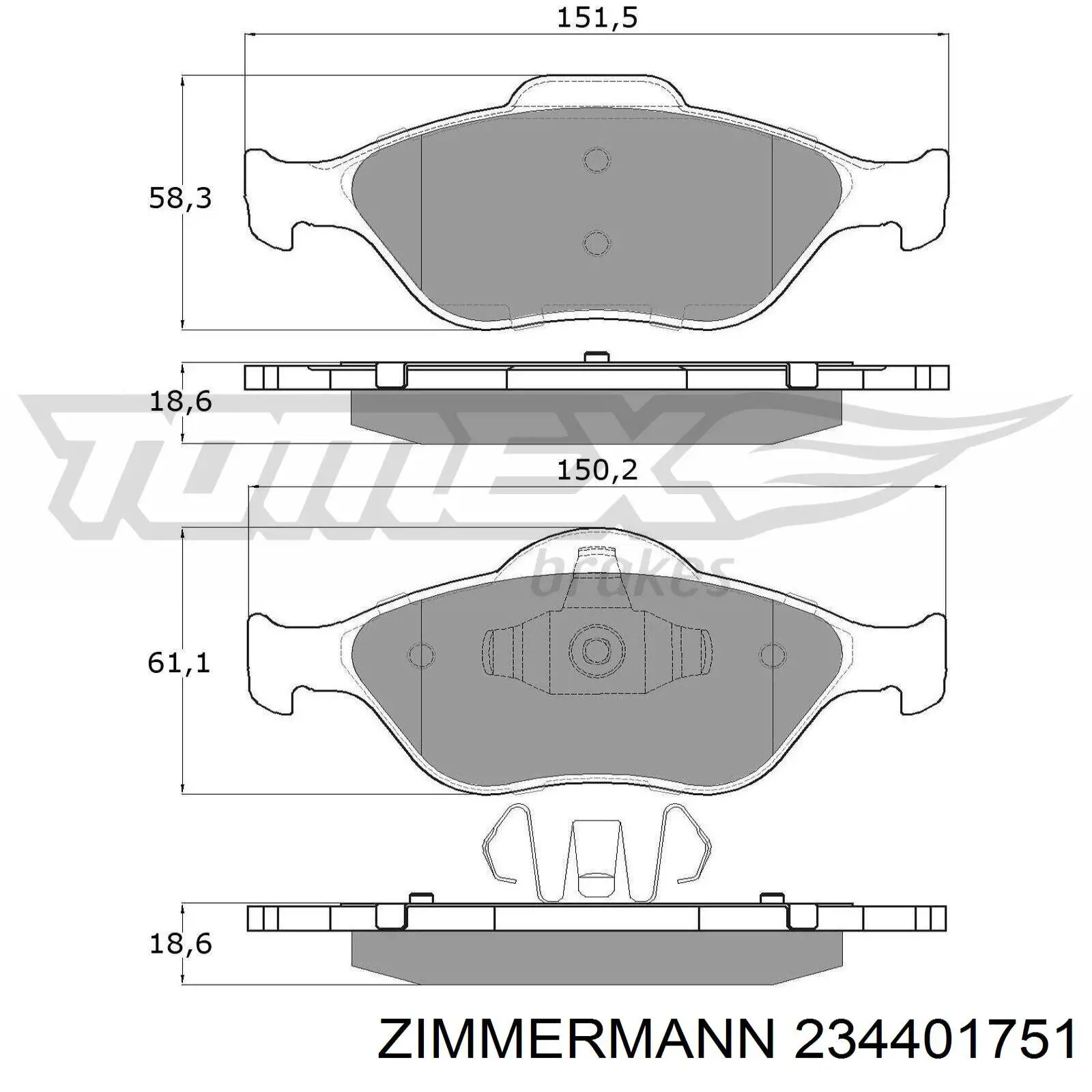 Купити 234401751 Zimmermann Колодки гальмівні передні, дискові