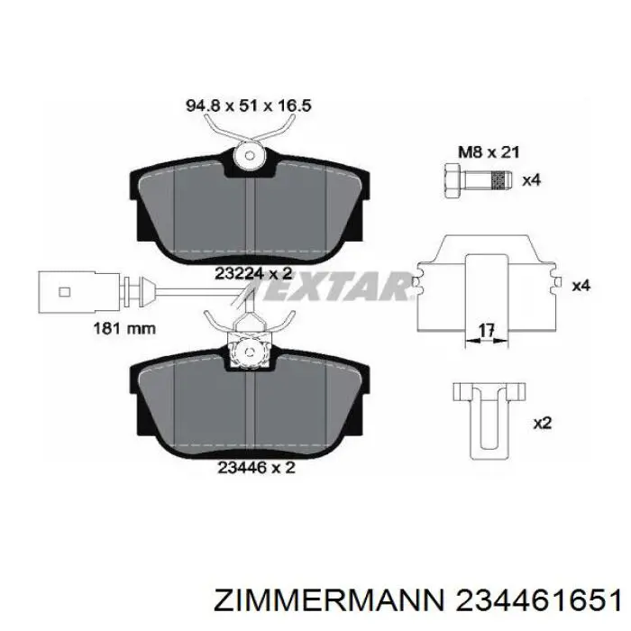 Купити 234461651 Zimmermann Задні колодки