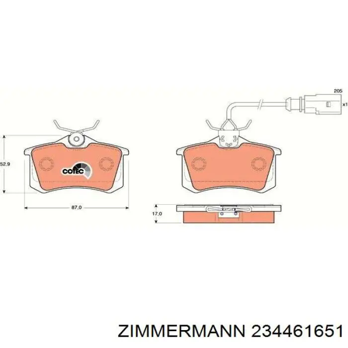 234461651 Zimmermann Колодки гальмівні задні, дискові