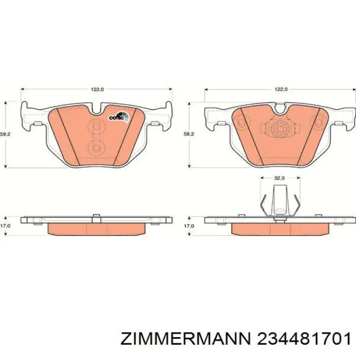 234481701 Zimmermann колодки гальмові задні, дискові