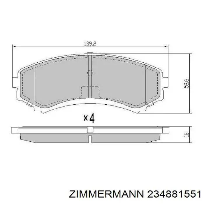 Передні тормозні колодки 234881551 Zimmermann