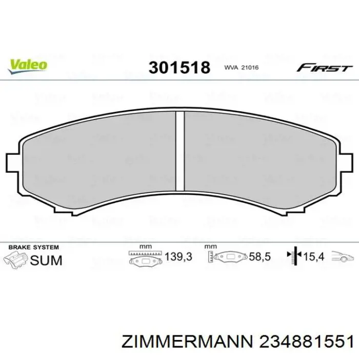 Гальмівні колодки Zimmermann 234881551 ціна, від 18.45 USD