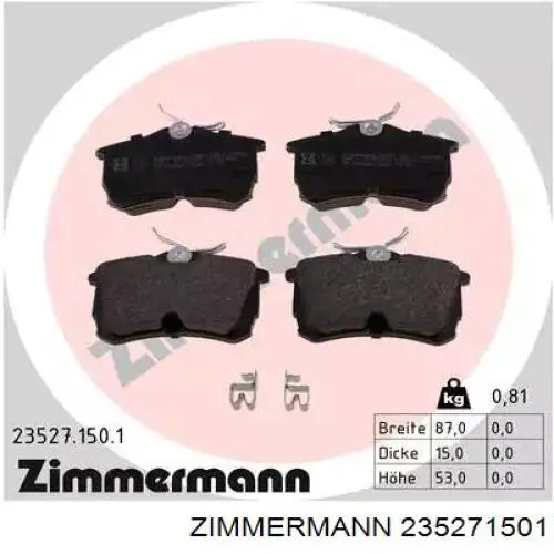 Задні гальмівні колодки Zimmermann 235271501 ціна, від 18.65 USD