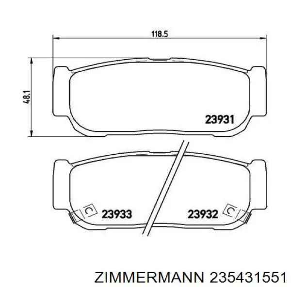 235431551 Zimmermann Колодки гальмівні задні, дискові