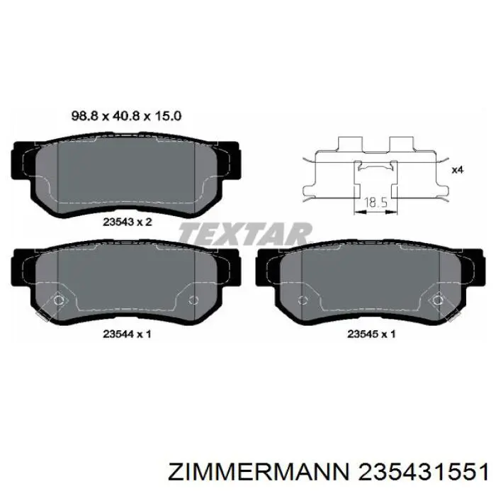 Задні гальмівні колодки Zimmermann 235431551 ціна, від 17.35 USD